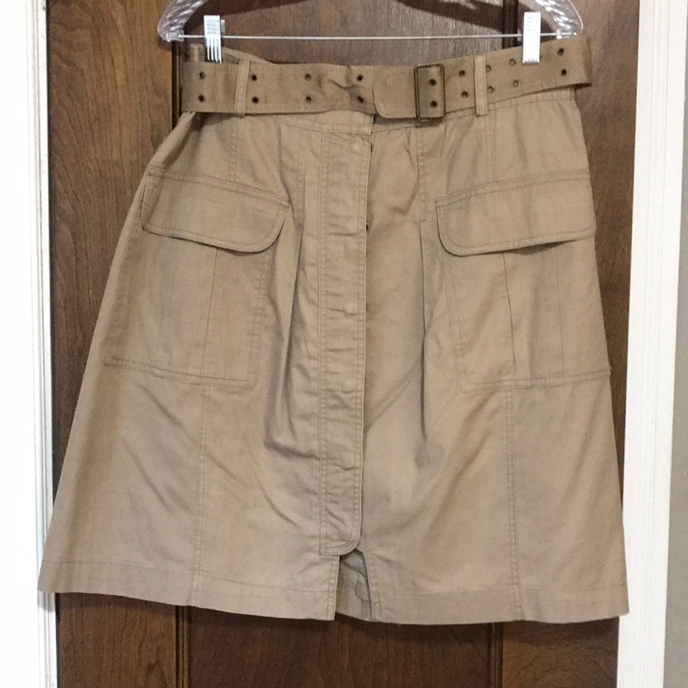 Traces Reese for Anthropologie khaki belted skirt
